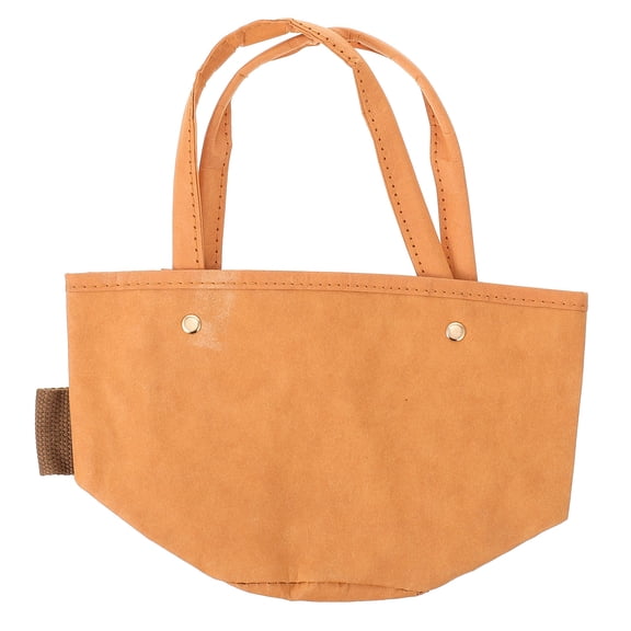 ifundom Practical Rectangular Storage Bag Washed Kraft Paper Handbag for Daily Use and Shopping Pouch 1 Piece