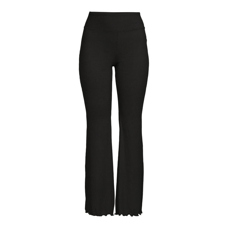 Black Ribbed Flared Pants, Pants