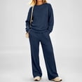 thumbnail image 2 of Women's 2 Piece Lounge Set Crewneck Sweatshirt and Wide Leg Pants Relaxed Casual Fall Fleece Matching Outfit Set, 2 of 6