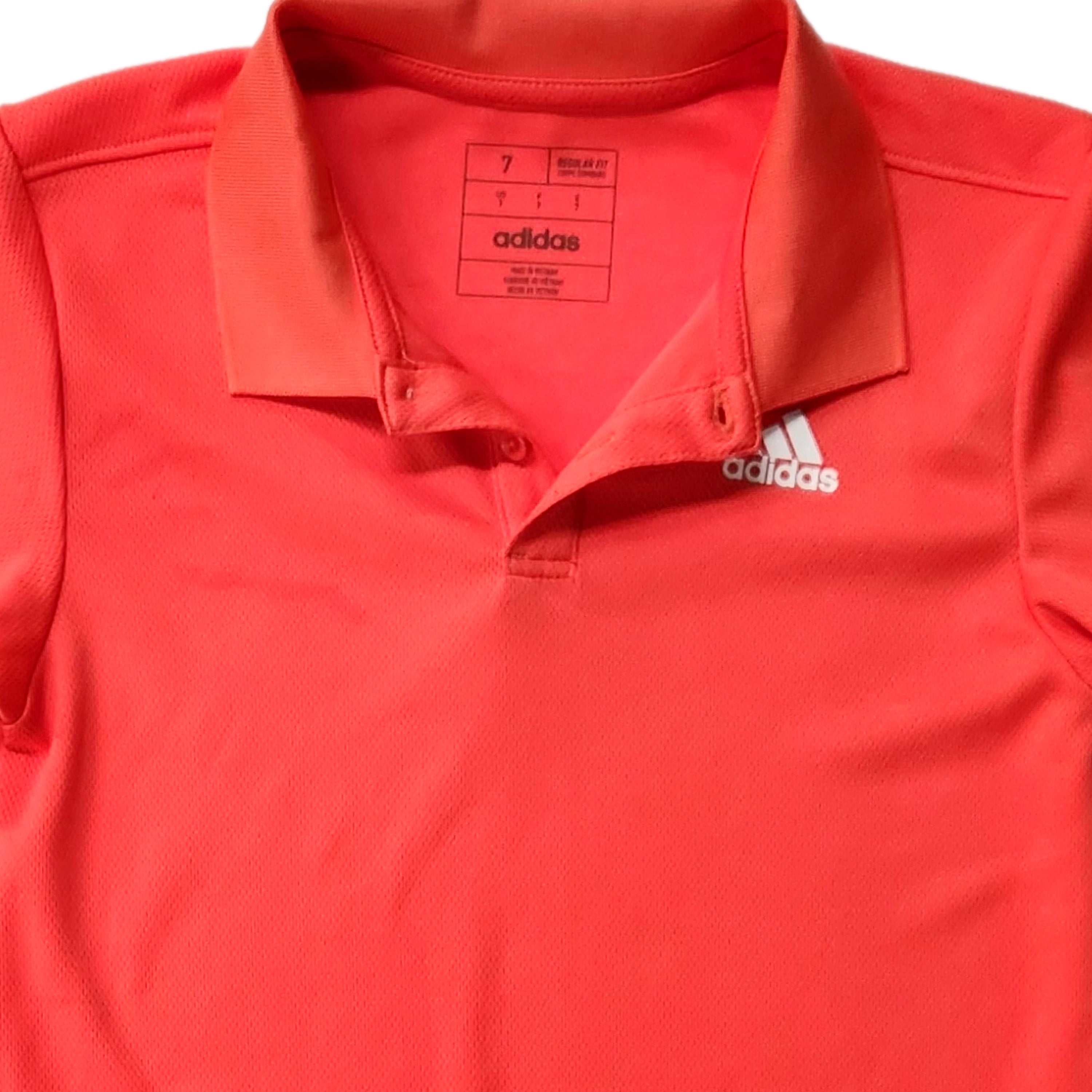 Adidas Boys Orange Polo Athletic Quick Dry Tee Shirt T-Shirt Medium 10-12