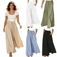 thumbnail image 5 of Quixlent Women Long Pants, Oversized Wide Leg Trousers with Pockets, Pure Color Elastic Straps Adjustable Pants for Daily Casual Wear, 5 of 8