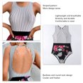 thumbnail image 4 of Traje de baño de una pieza sin espalda a rayas con cuello redondo para mujer - Talla S, 4 of 5