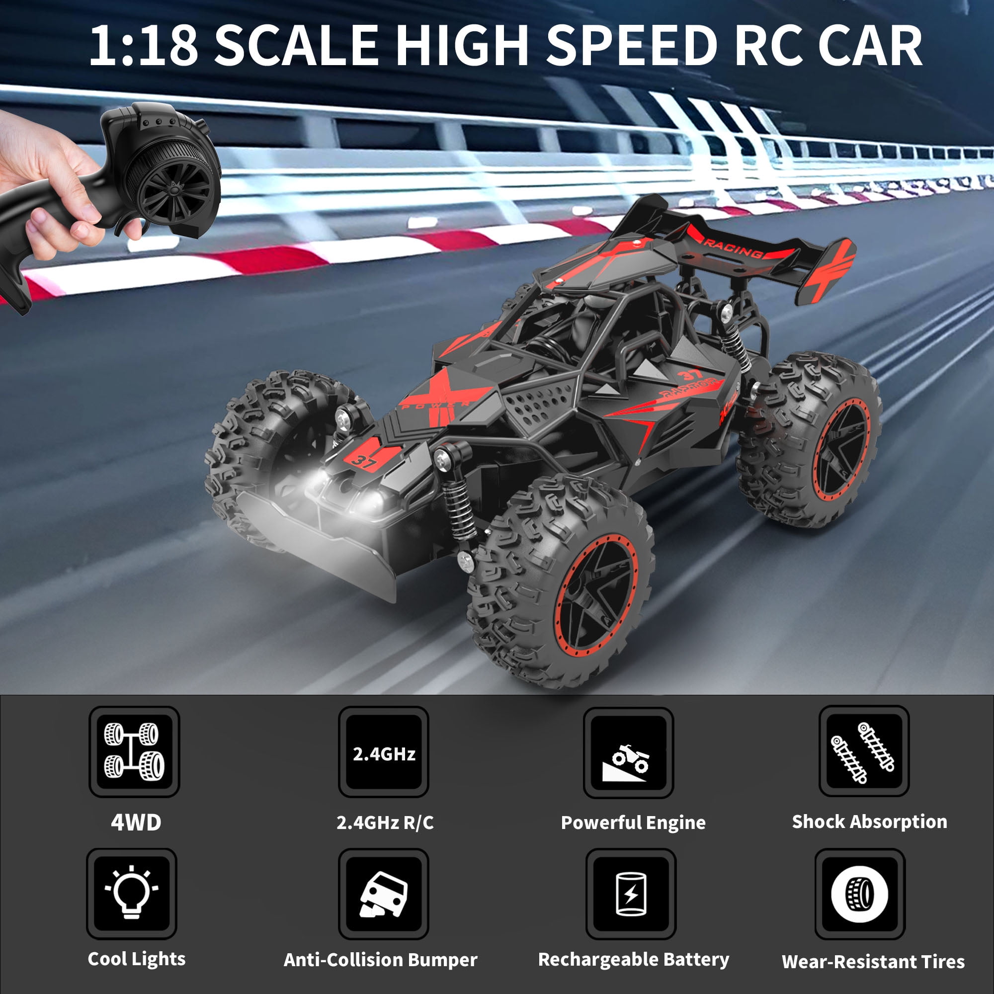 UUGEE RC Cars Toys for Boys,15MPH High Speed Remote Control Cars with Headlight,RC Truck Off Road for Kid 6-12 Christmas Birthday Gifts
