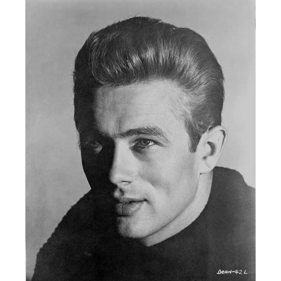 James Dean Portrait in Black Knitted Round Neck Cotton Shirt on White Background Photo Print (24 x 30)