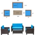 thumbnail image 2 of Homall 4 Pieces Outdoor Conversation Sets Patio Rattan Furniture Sets with Glass Table,Brown&Blue, 2 of 2