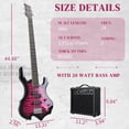 thumbnail image 4 of Ktaxon 44in Electric Bass Guitar with 20W Amp, 4 String Flame Style Bass Guitar Starter Kit, Pink, 4 of 10