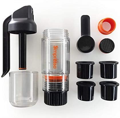 Simpresso Portable Espresso Maker | Compact Travel Coffee Maker Compatible with Nespresso Pods & Espresso Ground Coffee | Manually Operated | Premium Travel Package with All Accessories Included
