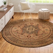 Unique Loom Palace Collection Area Rug - Taj (3' 1" Round Brown/Light Blue)