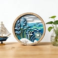 thumbnail image 6 of AURIGATE Layered Coastal Wood Wall Art, Underwater Scene Round Tabletop & Hanging Decor, Beach Bathroom Living Room Decor, 6 of 6