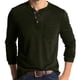 thumbnail image 1 of Camiseta de manga larga ajustada de otoño para hombre de color verde puro con cuello redondo y detalle de botones, ideal para la oficina, talla 2XL, 1 of 5