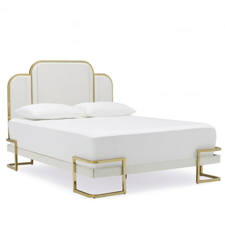 marni upholstered modrn glam ivory platform queen bed