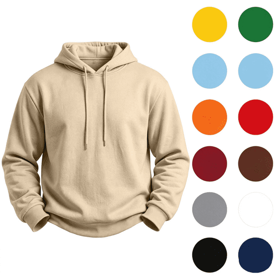 CIAKGIAF Hoodies for Men Solid Long Sleeve Fleece Lined Hoodie,Casual Athletic Pullover Hooded Sweatshirts Khaki L
