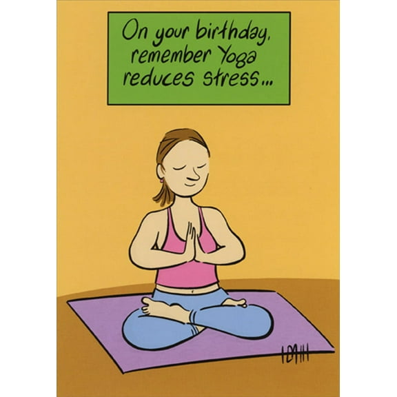 Oatmeal Studios Woman Meditating on Yoga Mat Feminine Funny / Humorous Birthday Card for Woman : Women : Her