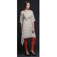 thumbnail image 5 of Bimba Orange Leaves,Lilac & Peony Floral Women Kurtas Ethnic Printed Asymmetric Summer Wear Tops For Women X-Large, 5 of 6