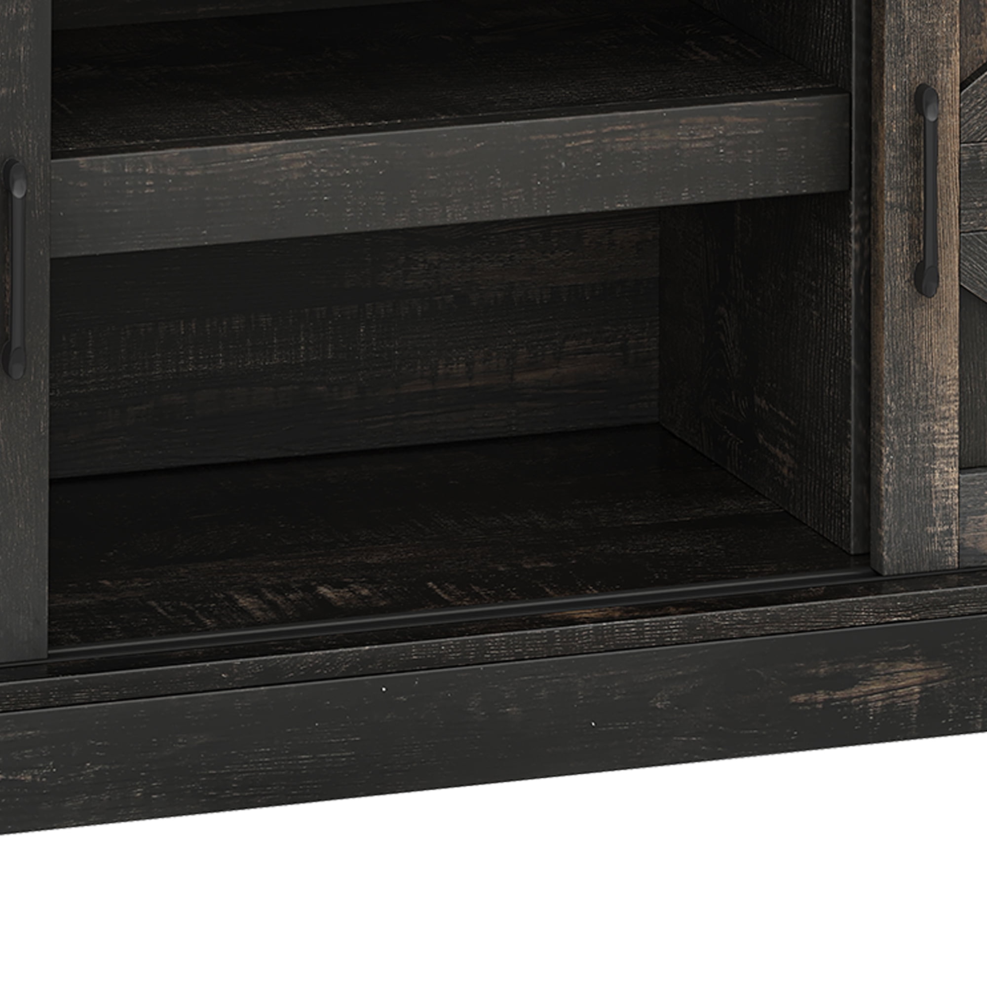 Uforic 47" Farmhouse Coffee Bar Cabinet, Sideboard Buffet with Power Outlets & Sliding Barn Doors, White
