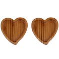 thumbnail image 1 of 2 bandejas de madera de bambú para guardar baratijas y joyas en forma de corazón., 1 of 7