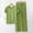 Green, variant on pstuiky Pajama Sets for Women Fashion Solid Color Lace Pajama Sets with Pants Summer Loose Fit Crew Neck Short Sleeve Sleepwear Khaki XL