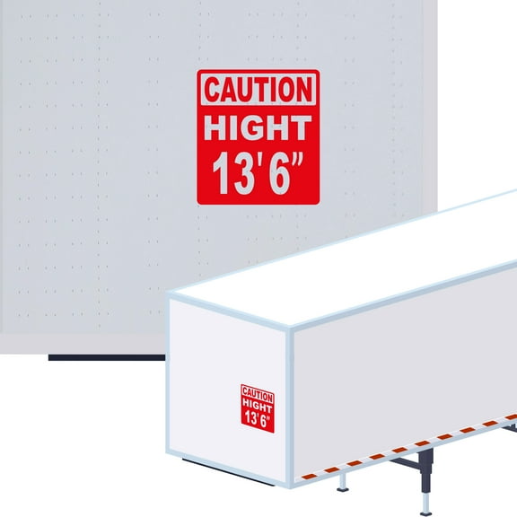 Caution High 13' 6" Vinyl Decal Sticker - Many Colors & Sizes - Height Trailer Sign Truck Safety Markings for Dry Van and Reefer Trailers Caution Clearance Height Sign Truck Decals (7" x 8", Red)