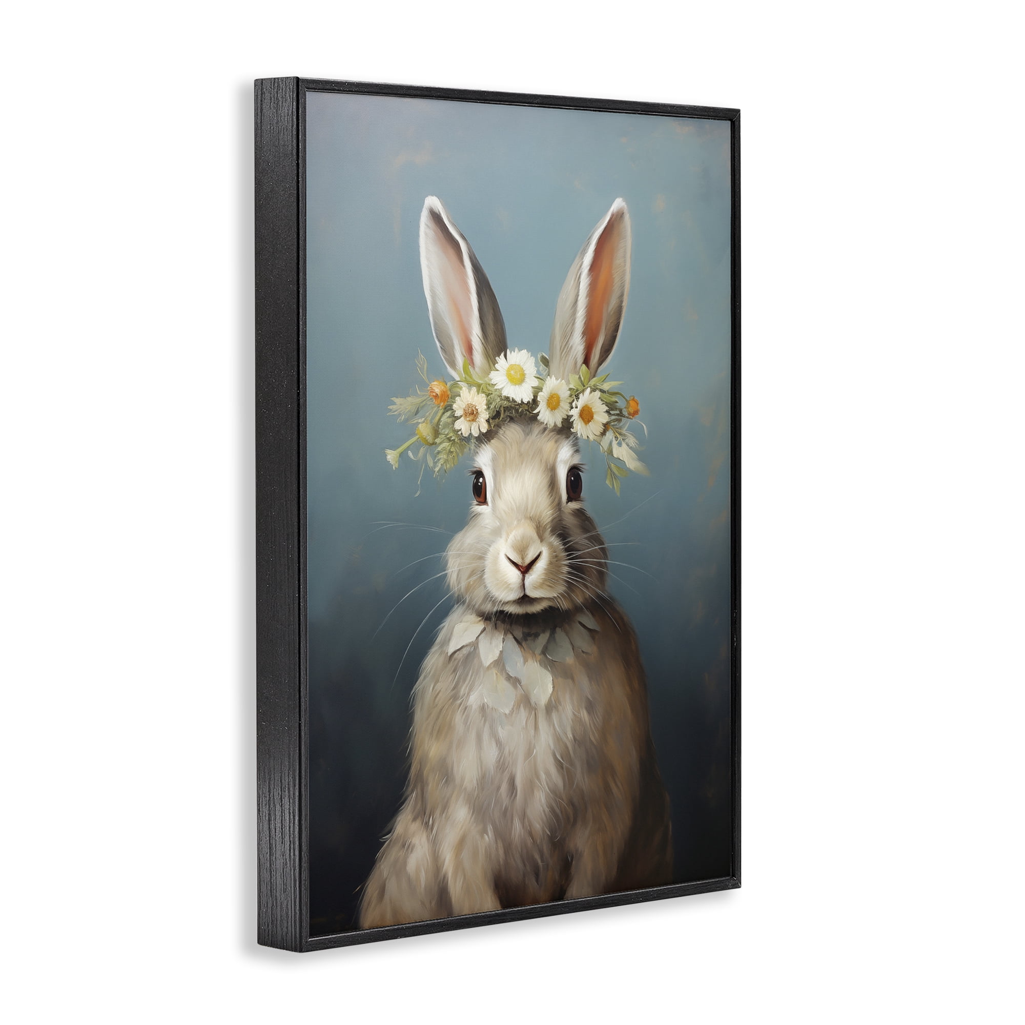 Stupell Industries Daisy Crowned Bunny Portrait Black Framed Giclee Art, design by Heidi Kuntz