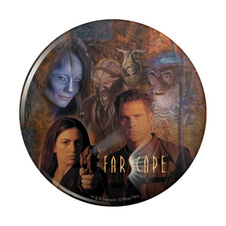 

Farscape Crew Group Shot With Logo Weapons Raised Kitchen Refrigerator Locker Button Magnet