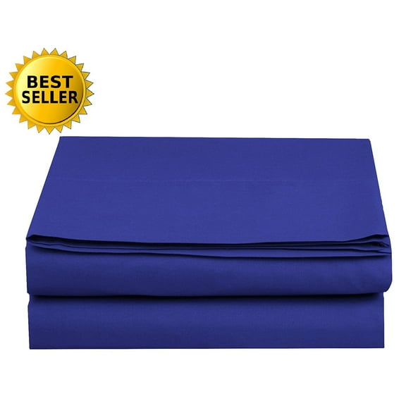 Flat Sheet Elegant Comfort Wrinkle Free 1500 Series 1 Piece Flat Sheet, Queen Size, Royal Blue
