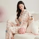 thumbnail image 4 of Conjunto de Pijamas con lazo para mujer, ropa de dormir bonita, Kawaii, pantalones largos de manga larga, pijama acogedor con botón, Otoño e Invierno, 4 of 5
