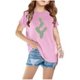 thumbnail image 2 of Lilgiuy Little Girls Short Sleeve Shirts Cute Crew Neck Solid Color Carrot Print Summer Soft Cozy Pollover Tee Top for Hawaiian Pool Seaside(Pink,4-5 Years), 2 of 4