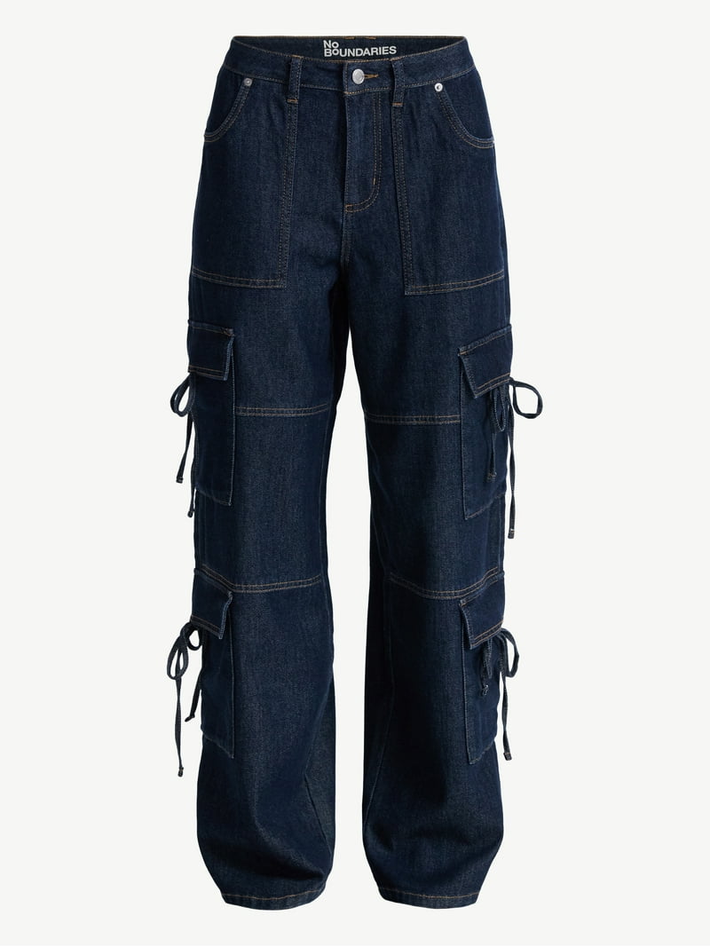 No Boundaries Bow Cargo Jeans, 30.5” Inseam, Women's - Walmart.com