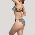 thumbnail image 2 of Women's Leopard Print Bikini Set with Scoop Neck Top and Cutout Side Bottoms - Large, Black, 2 of 3