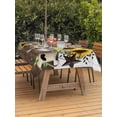 thumbnail image 2 of Outdoor Tablecloth with Umbrella Hole and Zipper, Yellow Sunflowers Rectangle Table Cloth 52x70 Inch Waterproof Tablecloth, Western Star Farmhouse White Wooden Picnic Table Cover for Patio Camping, 2 of 7