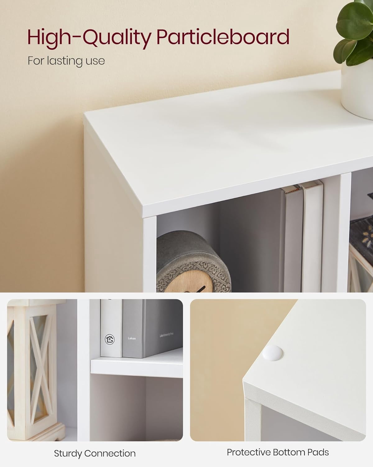 Bookcase, Bookshelf with 5 Compartments, Freestanding Shelves and Cube Organizer, Display Shelf for Small Spaces, White