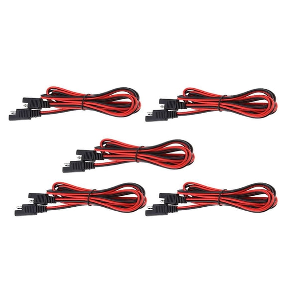 5 Pack Universal 18AWG SAE Extension Adapters Charger Cables For Car Motor Solar Panel Batteries 2M (6.6ft)