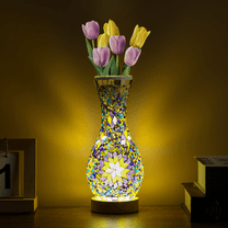 Stylish Turkish Mosaic Table Lamp Glass Vase Light with USB Power for Living Room or Bedroom Decoration