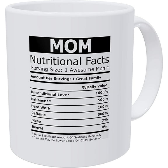 Mom Love Nutritional Facts 11 Ounces Funny White Coffee Mug