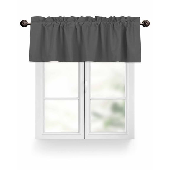 Dark Gray Valances for Windows Solid Color Valance Rod Pocket Light Filtering Short Window Treatments Curtains for Kitchen Bathroom Living Room Bedroom, 1 Panel, 60 x 18 Inch