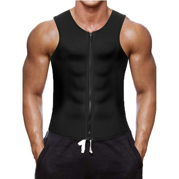 New product Men Neoprene Shapers Vest Body Shaper Tank Tops L XL XXL Black  Gray Waist Training Slim Weight Loss Zipper For Sauna Suit