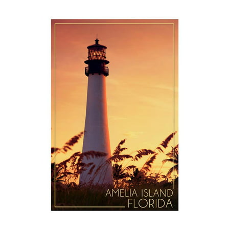 Amelia Island, Florida - Lighthouse and Seagrass Print Wall Art By Lantern