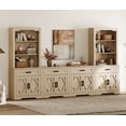 thumbnail image 7 of WAMPAT Farmhouse Entertainment Center with Bookshelf for TVs up to 70",Mid Century Modern TV Stand with 73"H Tall 5-Tier Bookcase with Open Storage and Barn Doors for Living Room,Bedroom,Beige, 7 of 7