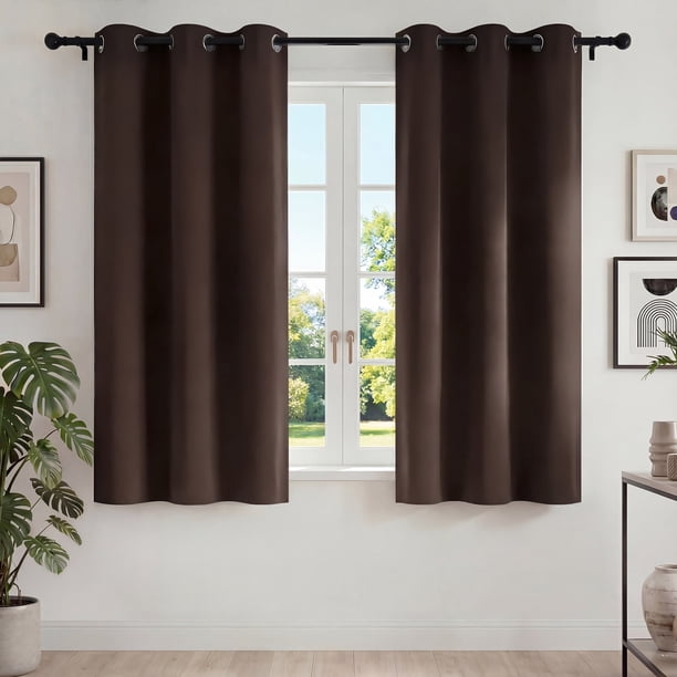 Blackout Cortinas para Recámara, Cortina Blackout Térmica Aislada 2 Paneles 42x63 Pulgadas, Cortinas Negras con Ojales, Reducción de Ruido, Ahorro de Energía y Cortinas sin Arrugas para Sala de Estar