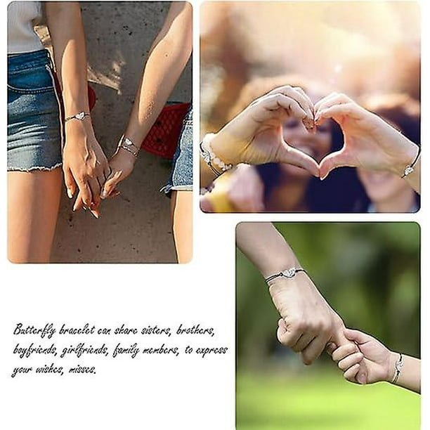 Bracelets for 2 Girls BFF Butterfly Friendship Bracelets Adjustable BFF Long Distance Cute Dainty Butterfly Matching Friendship Walmart