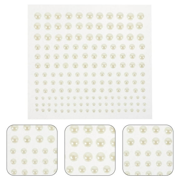 MUSEYA 4 Sheets White Round Pearl Stickers for Crafts Self-Adhesive Simulation Pearl for Nail Art