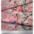 thumbnail image 3 of Soimoi Tissu Viscose Georgette Rose Insecte, Pêche & Imprimés Floraux Roses au Mètre 42 Pouces de Large, 3 of 3
