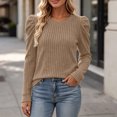 thumbnail image 4 of Ashyfjp Sweaters for Women Casual Solid Color Long Sleeve Crew Neck Puff Shoulder Ribbed Knit Top, Size (S-XXL), 4 of 7