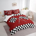 thumbnail image 3 of Homewish Racing Flag 7-Piece Twin Bedding Sets,Classic Geometric Checkered Bedding Comforter Set,Red White Black Sheet Sets For Boys Teens,Ultra Soft Home Decor Reversible, 3 of 8