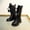 Black, variant on Girls Mid-Calf Boots, Side Zipper Fall Winter Slip-Resistant Lace-up Kids Riding Boots Pink Size 3 Big Kids
