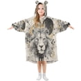 thumbnail image 6 of BZSMCE Wearable Blanket Hoodie Fashion Stained Crowned Lion Home Wear, 6 of 7