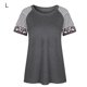 thumbnail image 1 of Camiseta de mujer con estampado de rayas, manga corta, blusa con cuello redondo, gris oscuro, L Eigraketly AP001776-33, 1 of 7