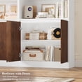 thumbnail image 7 of Homfa 75" Tall Bookcase with Doors & Adjustable Shelf, 3-Tier Cube Bookcase with Storage, Wood Farmhouse Display Cube Bookcase for Living Room Office, White, 7 of 7