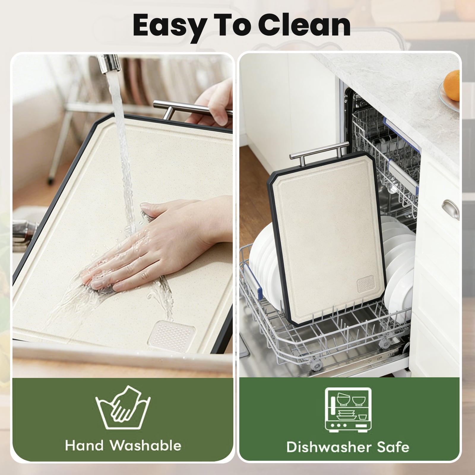 Titanium Cutting Board with Juice Groove – Double-Sided with Titanium & Wheat Straw Surface, BPA-Free, Non-Slip, Dishwasher Safe, Heavy-Duty Kitchen Board