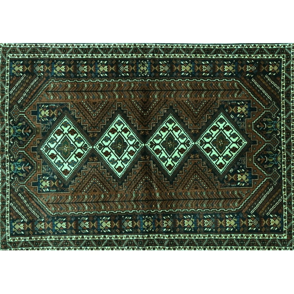 Ahgly Company Indoor Rectangle Persian Turquoise Blue Traditional Area Rugs, 2' x 4'